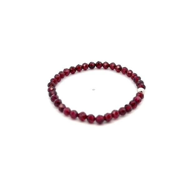 Natural Garnet Gemstone Mini 3mm 18K White Gold Charm Bead January Birthstone - Picture 5 of 5
